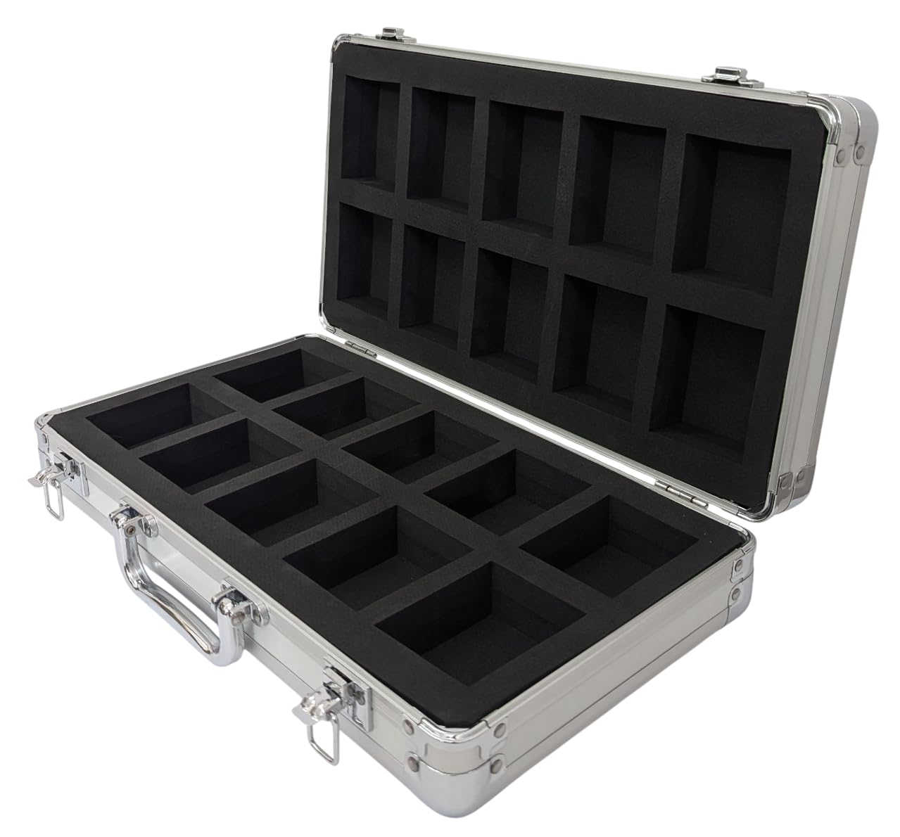 Aluminum Watch Case – Watch Storage Box with Leather Pillows & EVA Foam – Travel & Organizer Case (10 Slots) (Transparent)